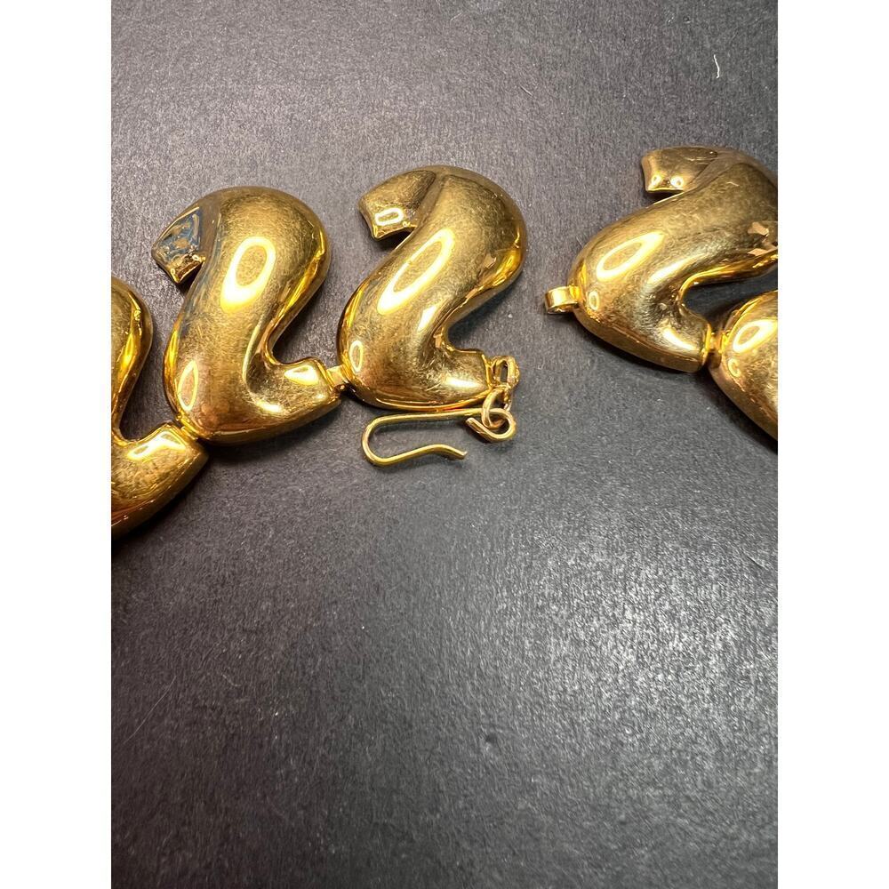 Vintage MCM Napier Gold-Tone Sculptural S-Link Statement Necklace, Signed - Picture 10 of 13